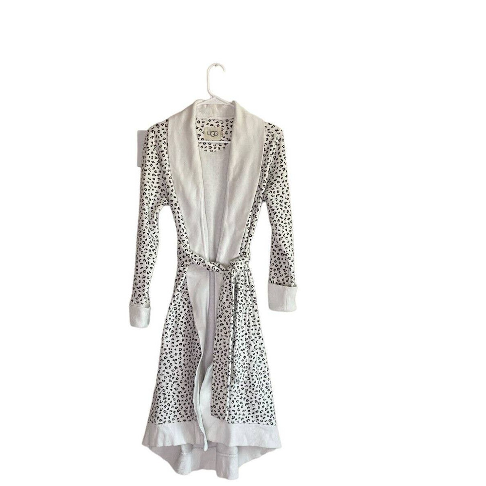 UGG Karoline Fleece Robe In White Micro Leopard